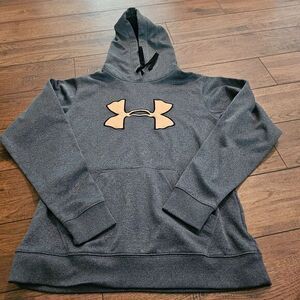 Under Armour Womans Hoodie Grey Orange‎ Embroidered Size Medium